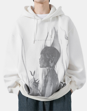 Harajuku Hoodie White, XS - Streetwear Hoodie - Slick Street