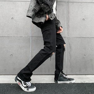 Basic Ripped Jeans , - Streetwear Jeans - Slick Street