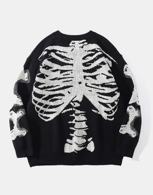 Skeleton Sweater Black, XS - Streetwear Sweatshirts - Slick Street