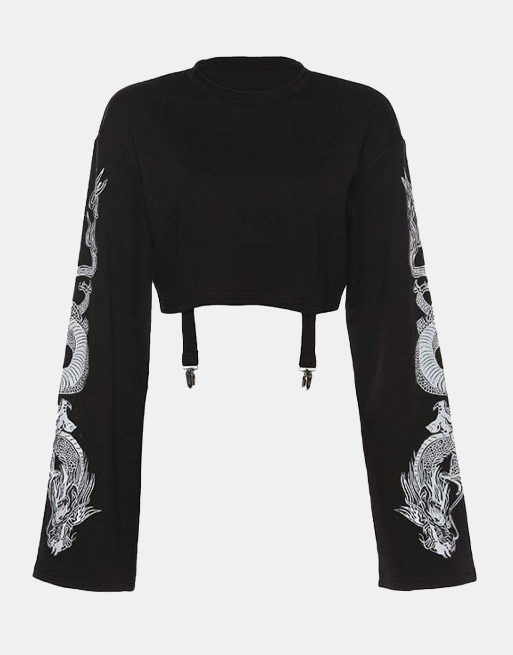 DRAGON Sweater Black, XS - Streetwear Sweatshirts - Slick Street