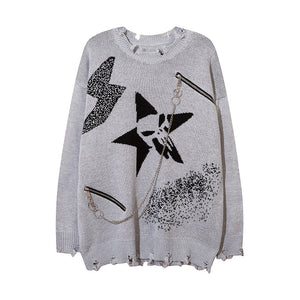 SKULL STAR Sweater , - Streetwear Sweatshirts - Slick Street
