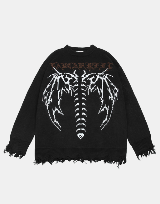 DRAGON ANGEL Sweater Black, XS - Streetwear Sweatshirts - Slick Street