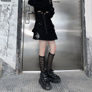 Dark Gothic Exposed Waist Skirt Suit , - Streetwear Jackets - Slick Street