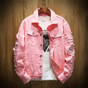 Distressed Denim Jacket , - Streetwear Jackets - Slick Street
