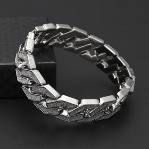 Sand Blast. Iced Cuban Bracelet Silver, 22.5cm - Streetwear Jewellery - Slick Street