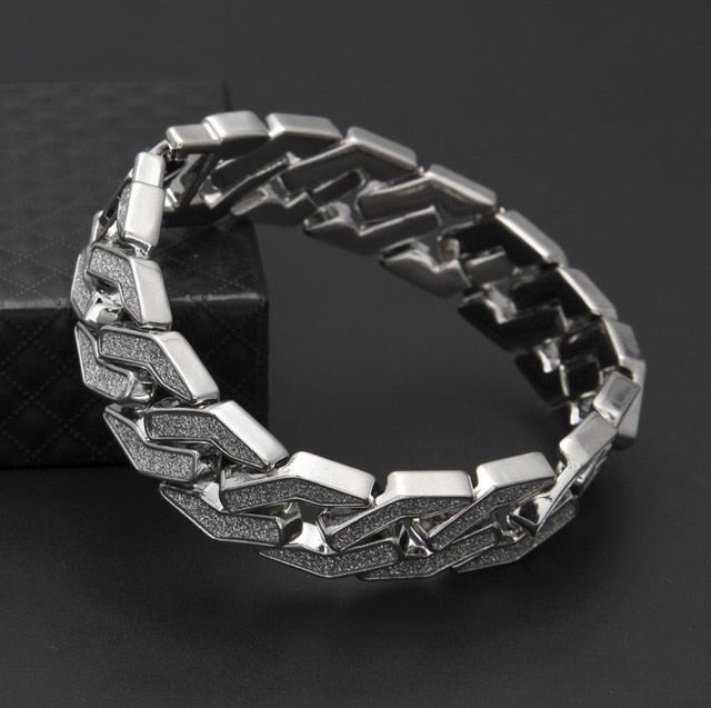 Sand Blast. Iced Cuban Bracelet Silver, 22.5cm - Streetwear Jewellery - Slick Street