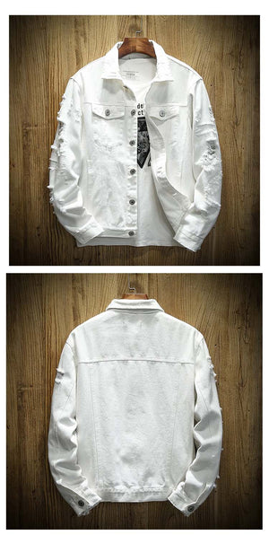 Distressed Denim Jacket , - Streetwear Jackets - Slick Street