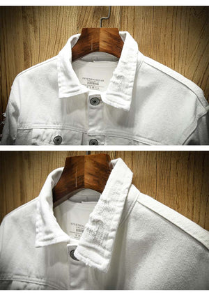 Distressed Denim Jacket , - Streetwear Jackets - Slick Street