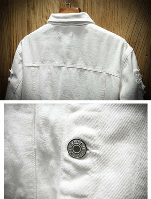 Distressed Denim Jacket , - Streetwear Jackets - Slick Street