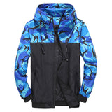 Half Camo Windbreaker Jacket Blue, XS - Streetwear Jacket - Slick Street