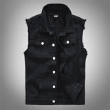 Biker Denim Vest Black, XS - Streetwear Vest - Slick Street