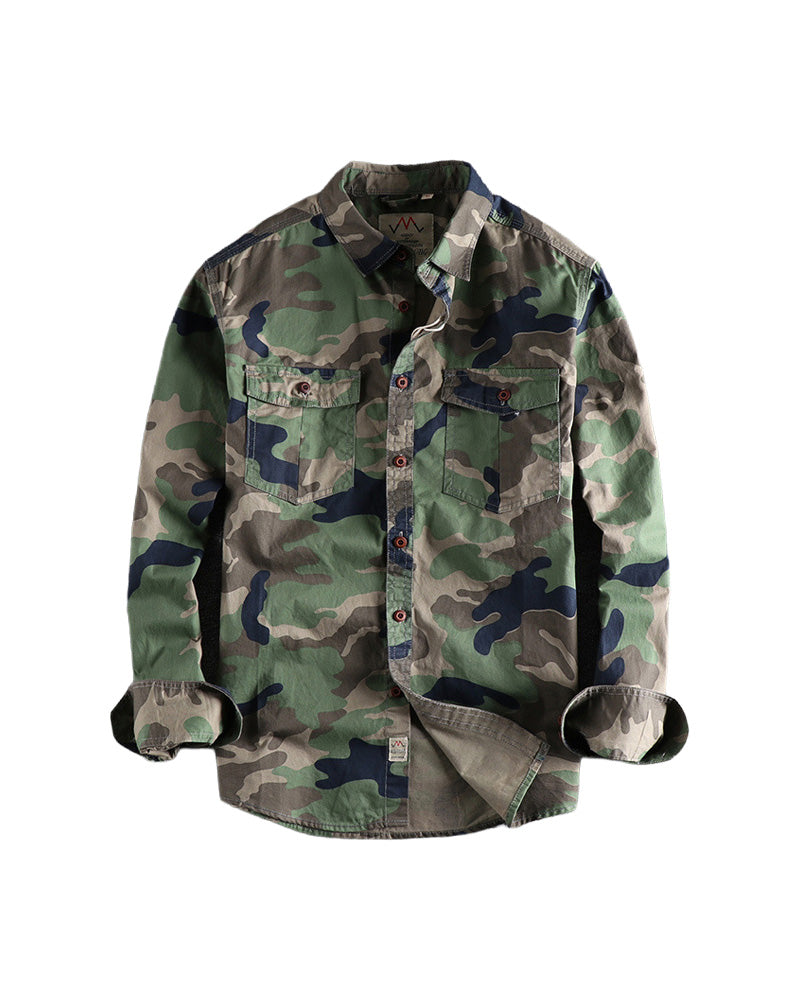 Camo Long Sleeve Shirt , - Streetwear Shirt - Slick Street