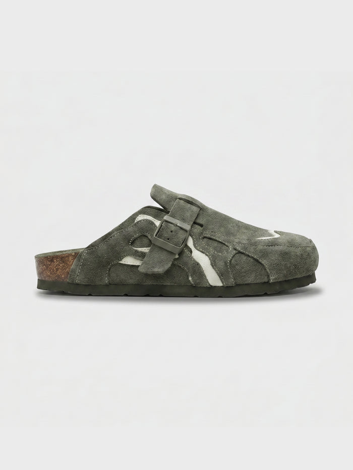 Oasis Suede Clogs Army Green, 36 - Streetwear Shoes - Slick Street