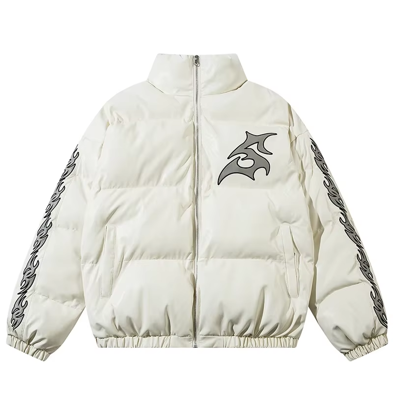 Slick 'Slasher' Puffer Jacket White, M - Streetwear Jacket - Slick Street