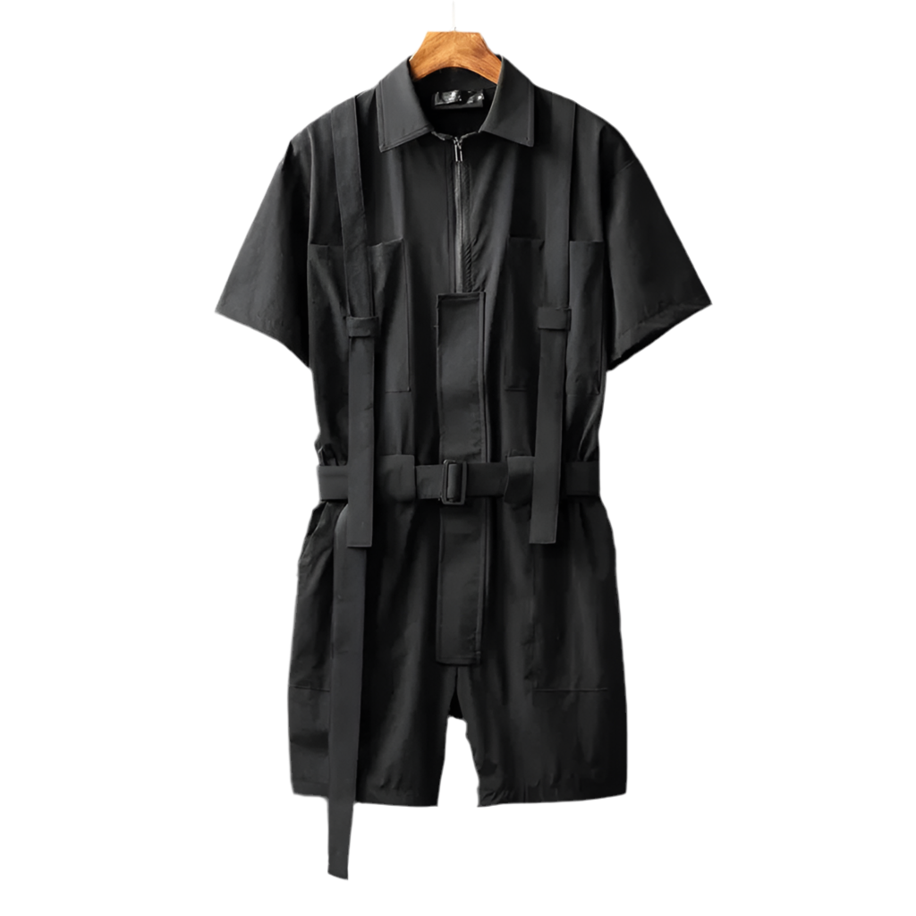 Shadow Knee Length Black Jumpsuit , - Streetwear Jumpsuit - Slick Street