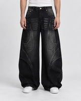 Arc Panel Denim Jeans Black, 28 - Streetwear Jeans - Slick Street