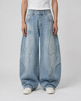 Arc Panel Denim Jeans Blue, 28 - Streetwear Jeans - Slick Street