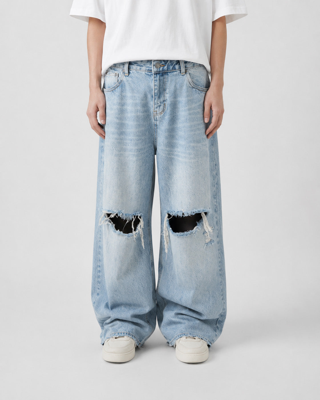 Breakpoint Cut-Out Jeans Washed Blue, 30 - Streetwear Jeans - Slick Street