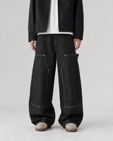 Contrast Stitch Carpenter Jeans Black, 28 - Streetwear Jeans - Slick Street