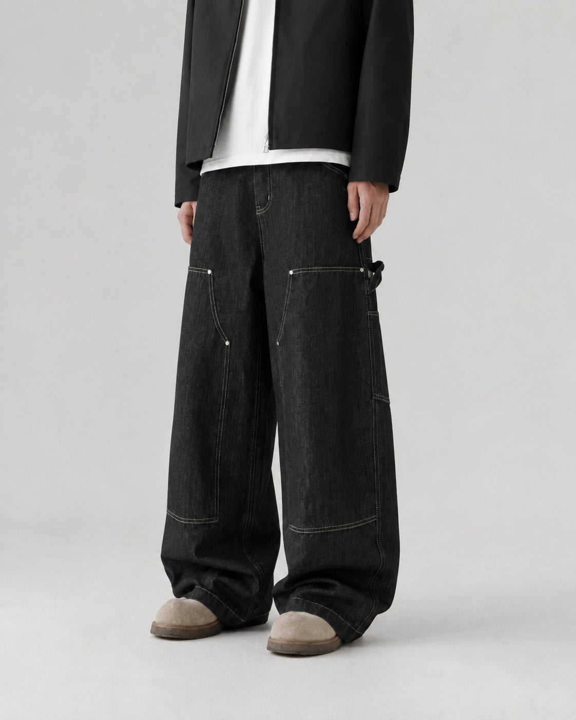 Contrast Stitch Carpenter Jeans , - Streetwear Jeans - Slick Street