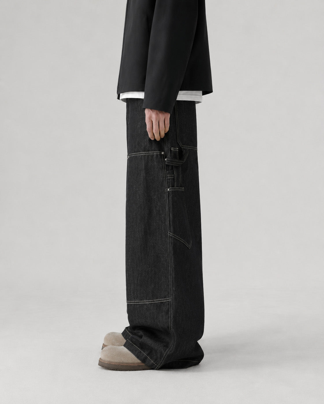 Contrast Stitch Carpenter Jeans , - Streetwear Jeans - Slick Street