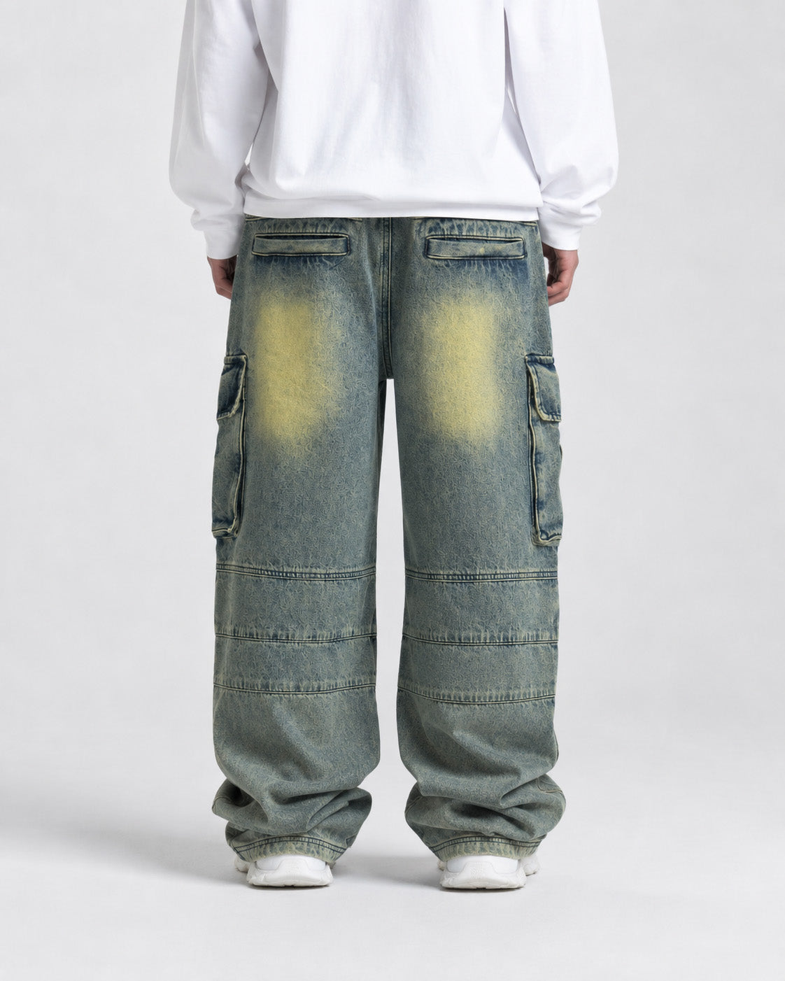 Distressed Denim Cargo Pants , - Streetwear Jeans - Slick Street
