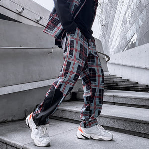 HIPHOP Checkered Patchwork Pants ,  - Streetwear Pants - Slick Street