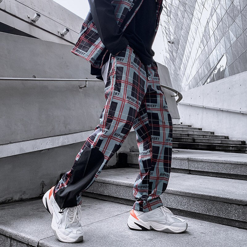 HIPHOP Checkered Patchwork Pants ,  - Streetwear Pants - Slick Street