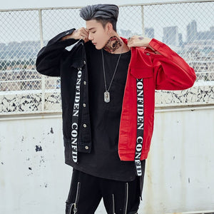 CONFIDEN Black Red Two Half Color Jacket ,  - Streetwear Jacket - Slick Street
