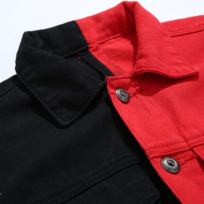 CONFIDEN Black Red Two Half Color Jacket ,  - Streetwear Jacket - Slick Street