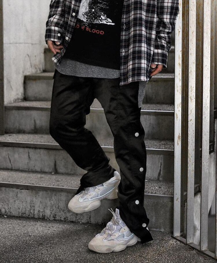 Straight Legging Popper Pants ,  - Streetwear Pants - Slick Street