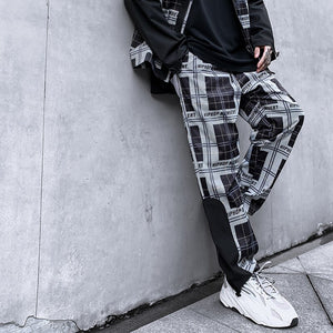 HIPHOP Checkered Patchwork Pants ,  - Streetwear Pants - Slick Street