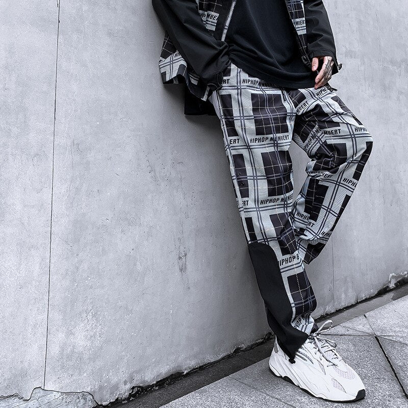 HIPHOP Checkered Patchwork Pants ,  - Streetwear Pants - Slick Street