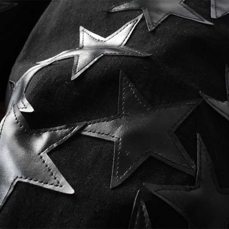 Ebony Black Stars Patch Pants , - Streetwear Pants - Slick Street