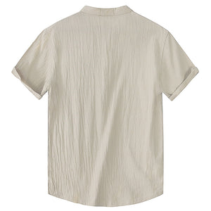 Linen Patch Pocket With Short-Sleeved T-shirt , - Streetwear T-Shirts - Slick Street