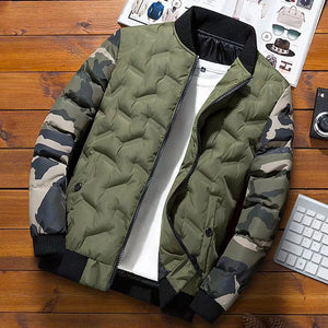 Raglan Camouflage Sleeves Bomber Jacket Green, XS - Streetwear Jacket - Slick Street