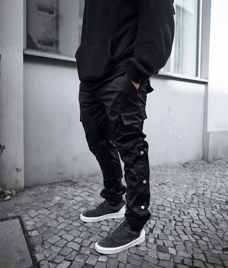 Straight Legging Popper Pants ,  - Streetwear Pants - Slick Street