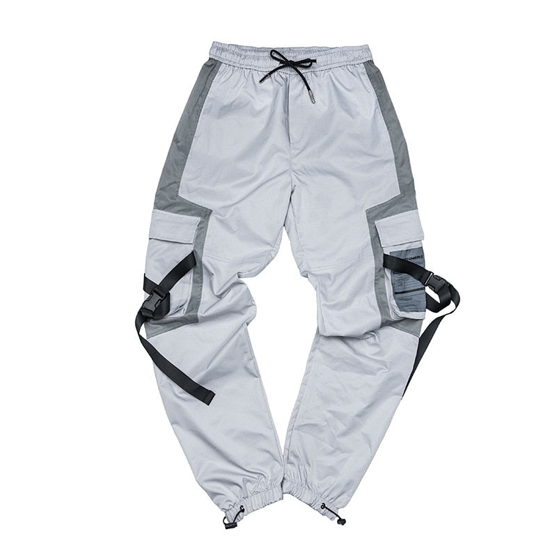 Jogging Track Thigh Buckle Pocket Pants XS, White - Streetwear Pants - Slick Street