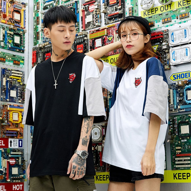 BEFEARLESS Devil Logo Color Block T-Shirt ,  - Streetwear T-Shirt - Slick Street
