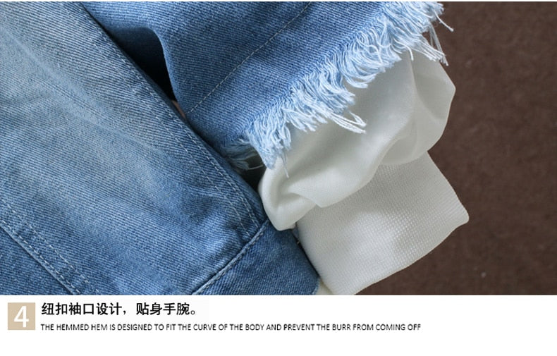 Devil Lion Cloud Denim Ripped Hooded Jacket ,  - Streetwear Jacket - Slick Street