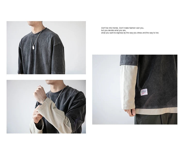 Two Layer Long Sleeve T-Shirt , - Streetwear Sweatshirts - Slick Street