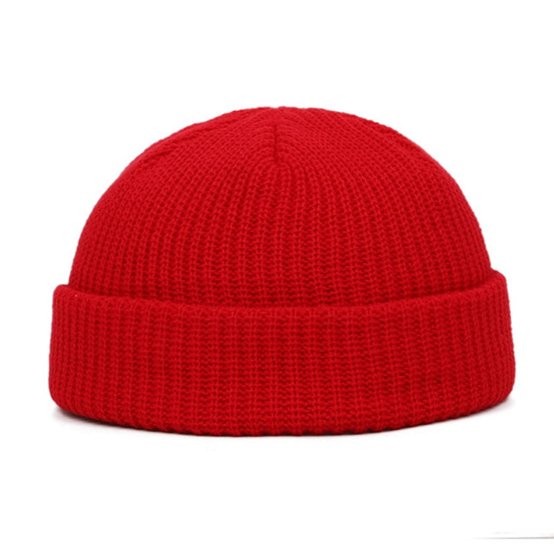 Beanie Knitted Stocking Cap Red, One Size - Streetwear Cap - Slick Street