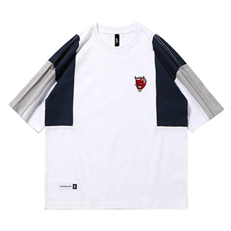 BEFEARLESS Devil Logo Color Block T-Shirt White, XS - Streetwear T-Shirt - Slick Street