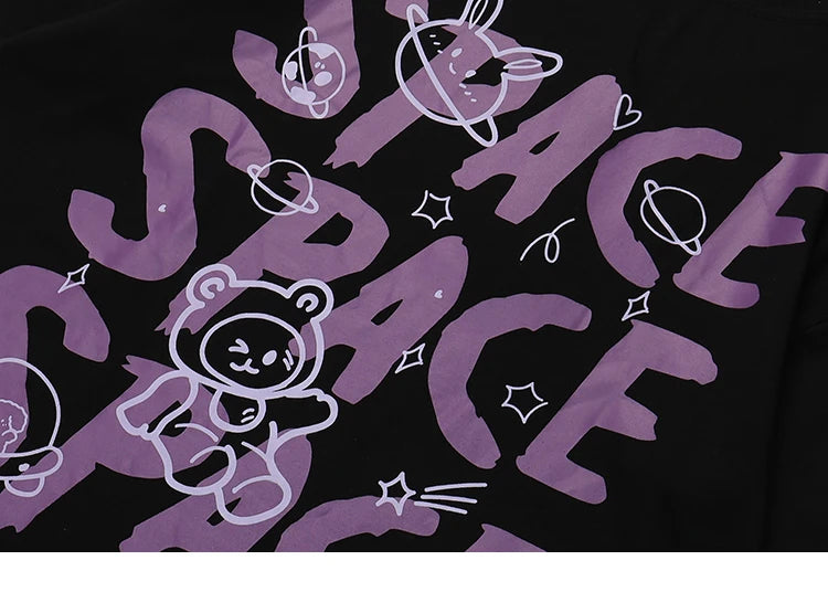 Space Rings  Happy Bear Anime T-Shirt ,  - Streetwear T-Shirt - Slick Street