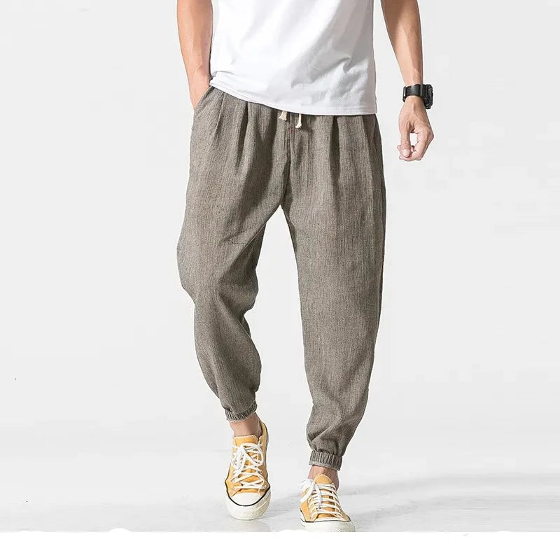 Drawstring Cropped Elastic Waist Casual Pants Gray, M - Streetwear Pants - Slick Street