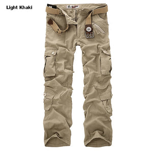 Rib Style Multi Pocket Pants Khaki, 28 - Streetwear Pants - Slick Street