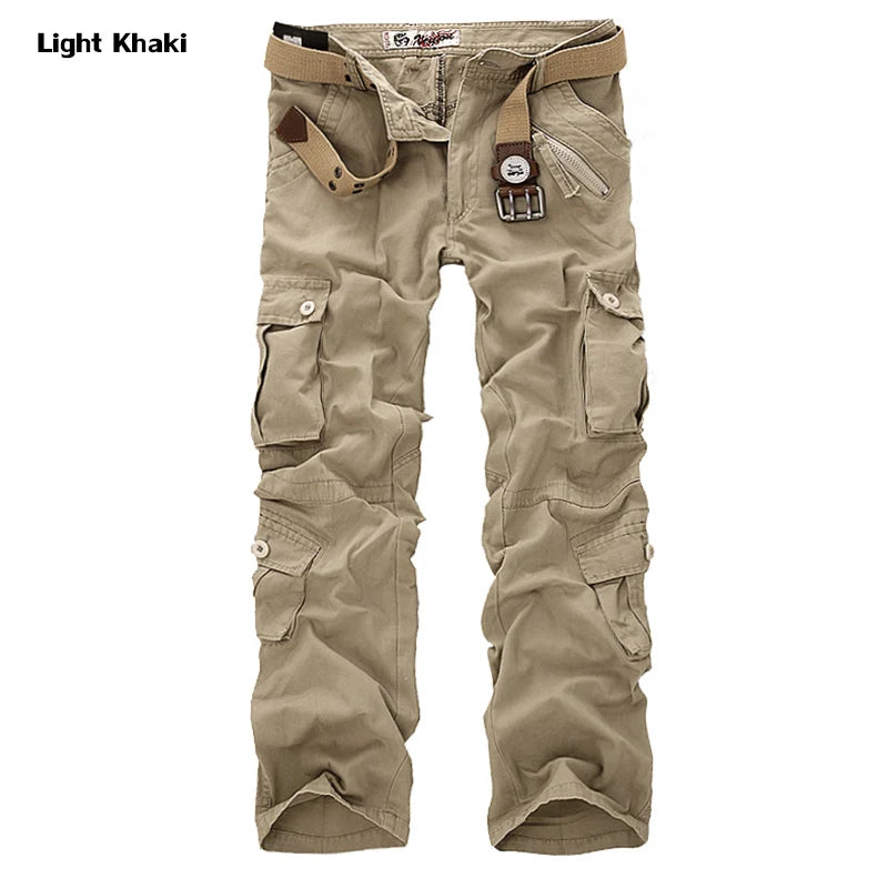 Rib Style Multi Pocket Pants Khaki, 28 - Streetwear Pants - Slick Street