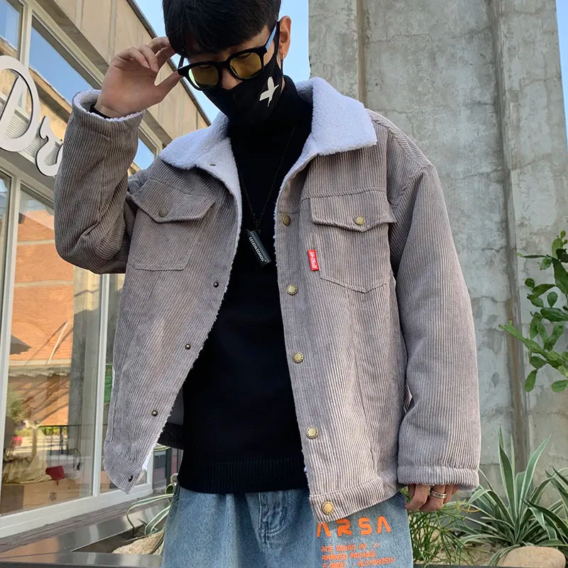 PTV1 Corduroy Jacket Gray, XS - Streetwear Jacket - Slick Street