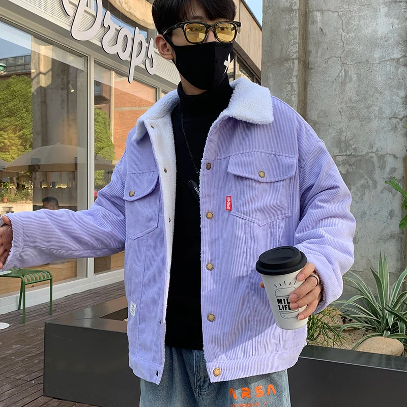 PTV1 Corduroy Jacket Purple, XS - Streetwear Jacket - Slick Street