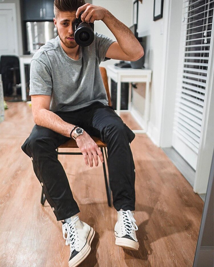 Straight Legging Popper Pants ,  - Streetwear Pants - Slick Street